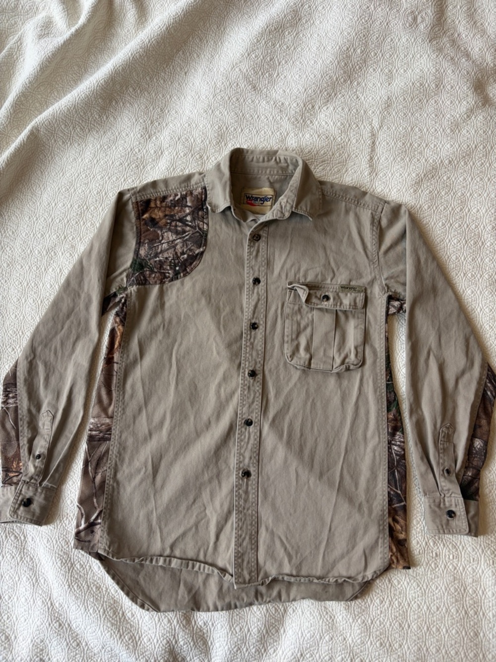 Wrangler Button Up Khaki and Camouflage Long Sleeve Shirt